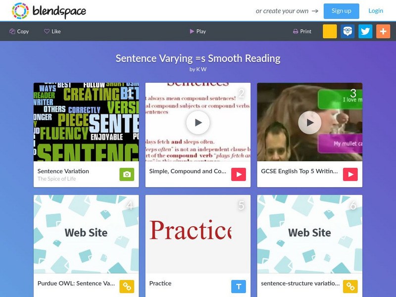 Blendspace: Sentence Varying=smooth Reading Unit Plan Blendspace: Sentence Varying=smooth Reading Unit Plan
