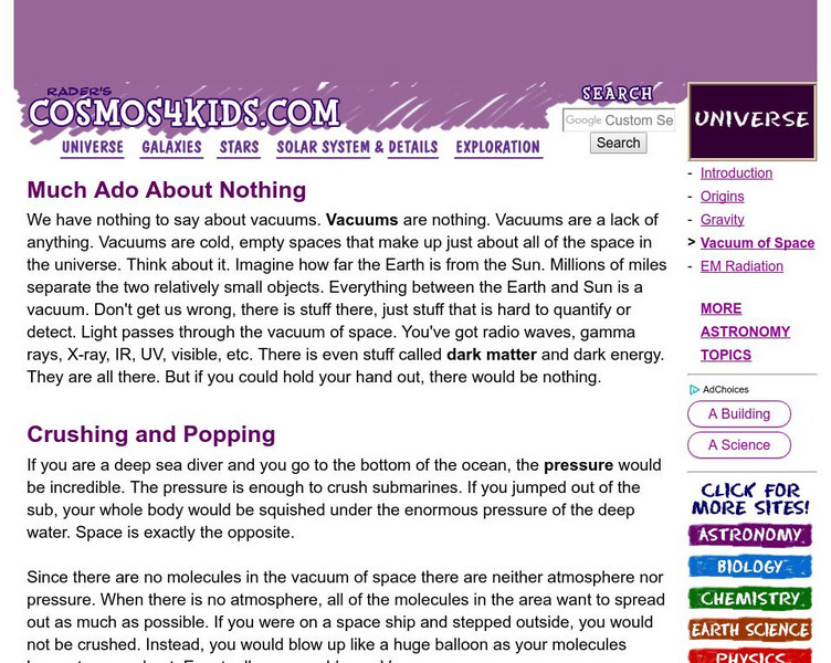 Cosmos4 Kids: Much Ado About Nothing Handout Cosmos4 Kids: Much Ado About Nothing Handout
