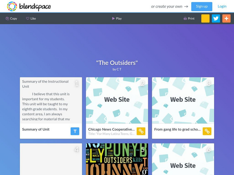 Blendspace: The Outsiders Unit Plan