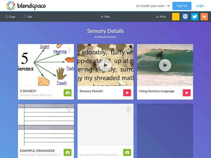 Blendspace: Sensory Details Unit Plan Blendspace: Sensory Details Unit Plan