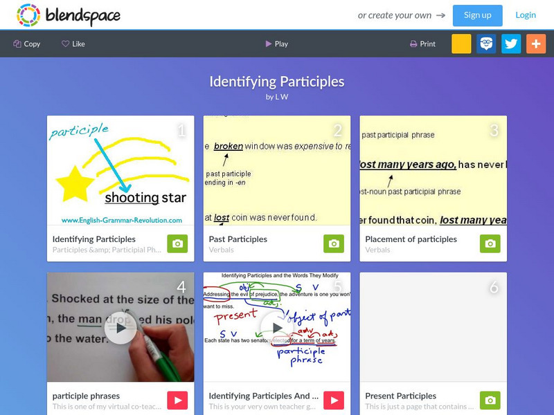 Blendspace: Identifying Participles Unit Plan Blendspace: Identifying Participles Unit Plan