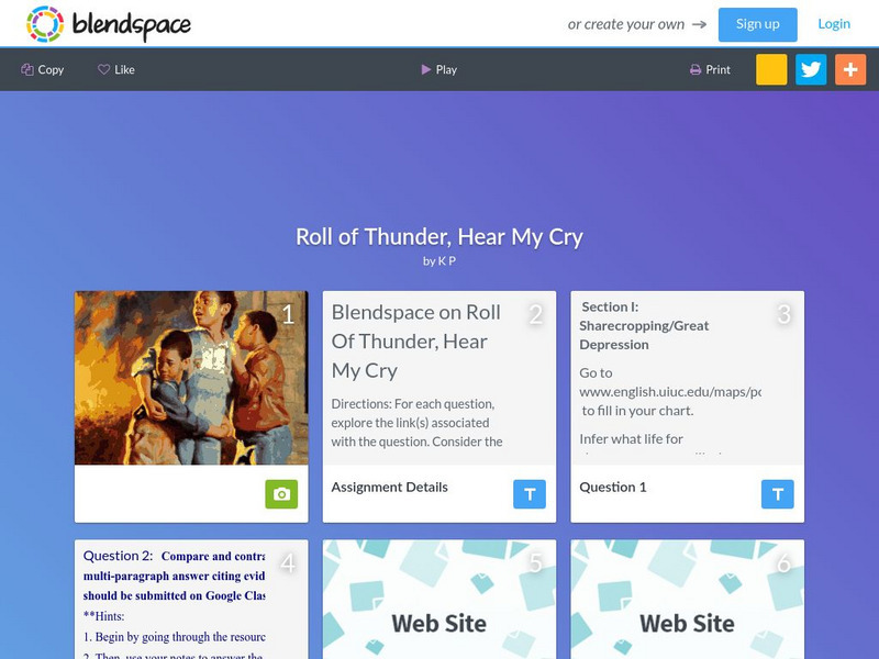 Blendspace: Roll of Thunder, Hear My Cry Unit Plan Blendspace: Roll of Thunder, Hear My Cry Unit Plan