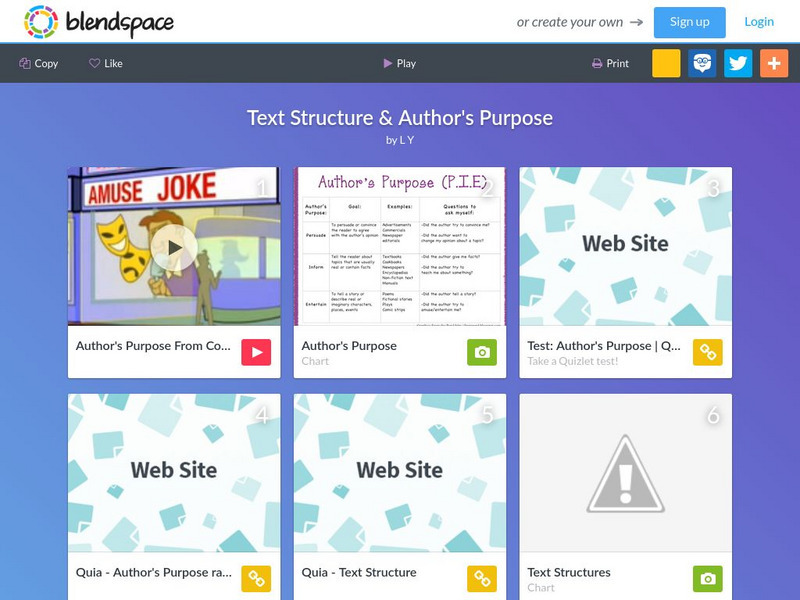 Blendspace: Text Structure & Author's Purpose Unit Plan Blendspace: Text Structure & Author's Purpose Unit Plan