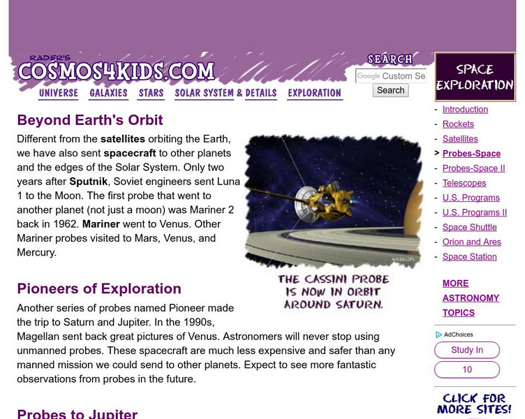Cosmos4 Kids: Beyond Earth's Orbit Handout Cosmos4 Kids: Beyond Earth's Orbit Handout