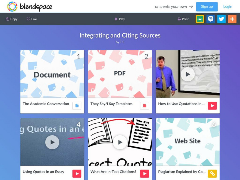 Blendspace: Integrating and Citing Sources Unit Plan Blendspace: Integrating and Citing Sources Unit Plan
