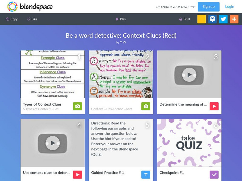 Blendspace: Be a Word Detective: Context Clues (Red) Unit Plan Blendspace: Be a Word Detective: Context Clues (Red) Unit Plan