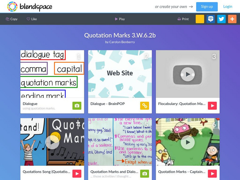 Blendspace: Quotation Marks 3.w.6.2b Unit Plan Blendspace: Quotation Marks 3.w.6.2b Unit Plan