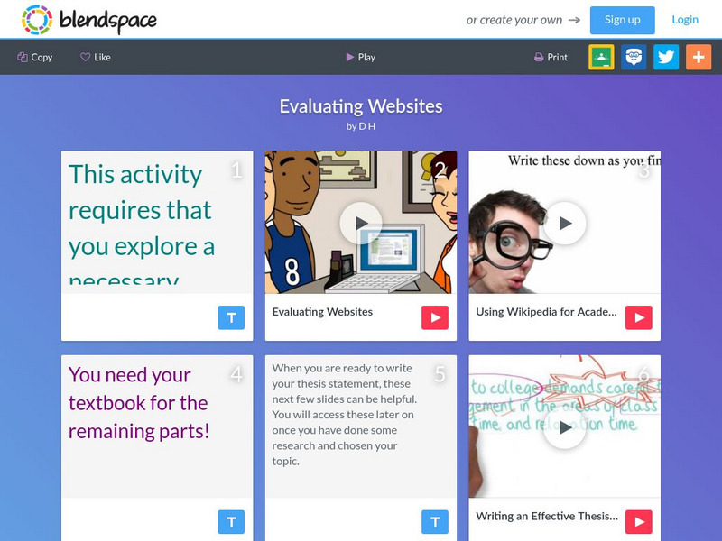 Blendspace: Evaluating Websites Unit Plan Blendspace: Evaluating Websites Unit Plan