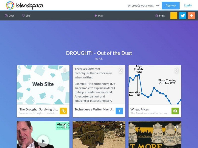 Blendspace: Drought! Out of the Dust Unit Plan