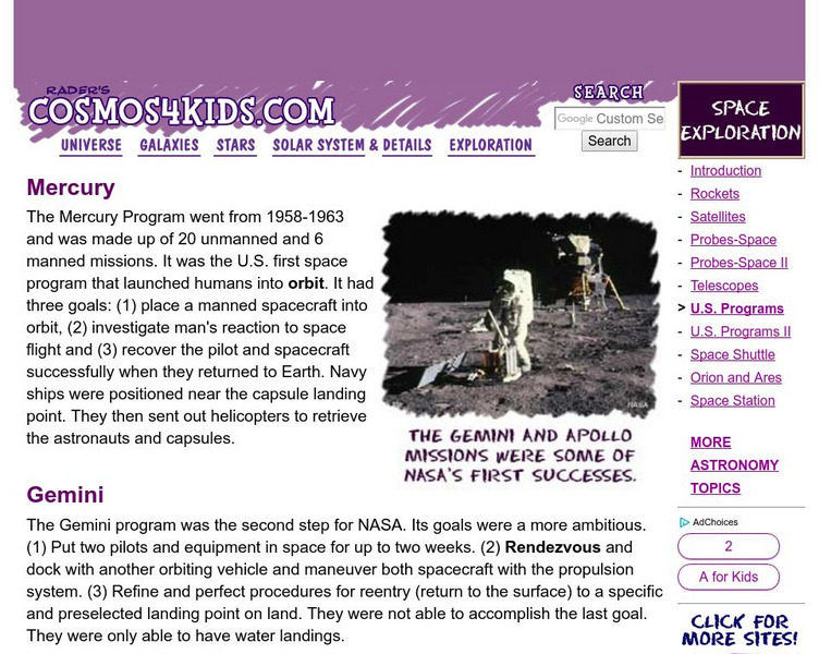 Cosmos4 Kids: Mercury Handout Cosmos4 Kids: Mercury Handout