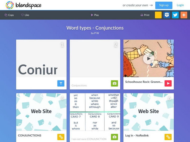 Blendspace: Word Types Conjunctions Unit Plan Blendspace: Word Types Conjunctions Unit Plan
