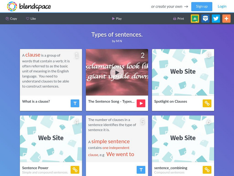 Blendspace: Types of Sentences Unit Plan Blendspace: Types of Sentences Unit Plan