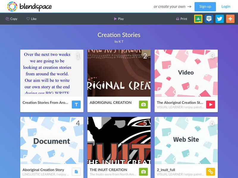 Blendspace: Creation Stories Unit Plan Blendspace: Creation Stories Unit Plan