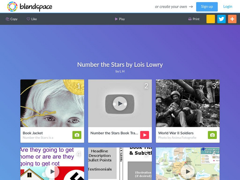 Blendspace: Number the Stars by Lois Lowry Unit Plan