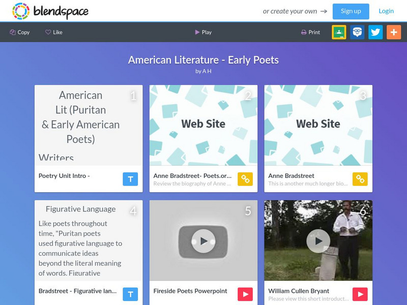 Blendspace: American Literature Early Poets Unit Plan Blendspace: American Literature Early Poets Unit Plan