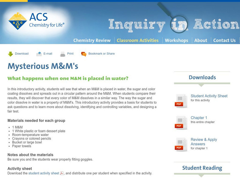 Inquiry in Action: Mysterious M&m's Activity Inquiry in Action: Mysterious M&m's Activity