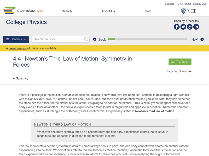 Open Stax: Newton's Third Law of Motion: Symmetry in Forces Unit Plan Open Stax: Newton's Third Law of Motion: Symmetry in Forces Unit Plan