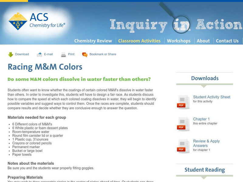 Inquiry in Action: Racing M&m Colors Activity Inquiry in Action: Racing M&m Colors Activity