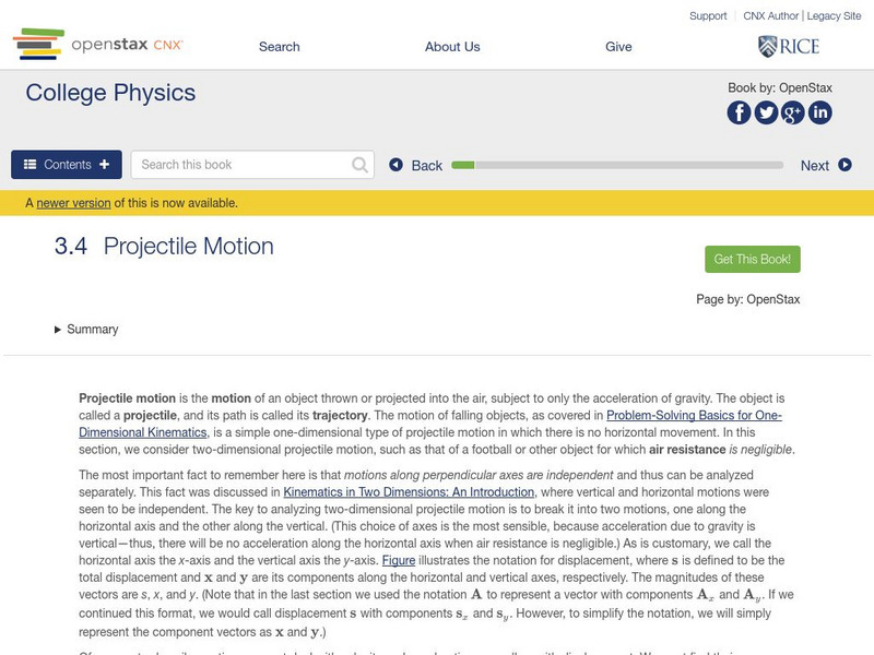 Open Stax: Projectile Motion Unit Plan Open Stax: Projectile Motion Unit Plan