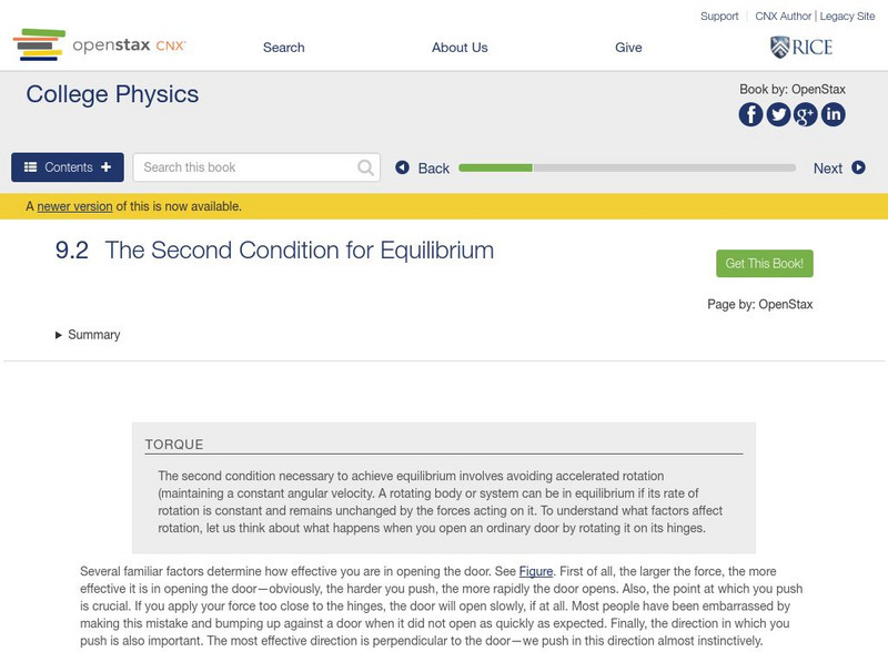 Open Stax: The Second Condition for Equilibrium Unit Plan Open Stax: The Second Condition for Equilibrium Unit Plan