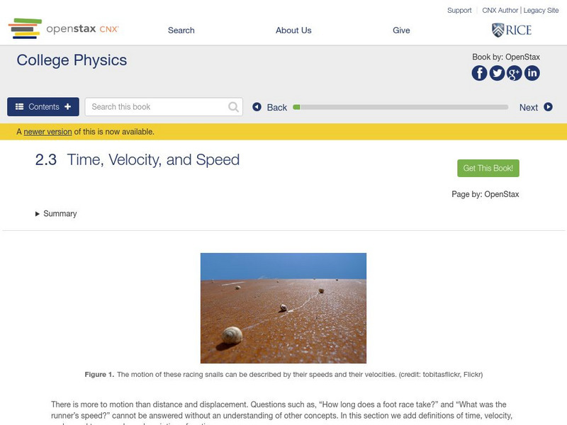 Open Stax: Time, Velocity and Speed Unit Plan