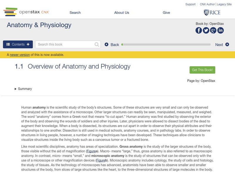 Open Stax: Overview of Human Anatomy and Physiology Unit Plan Open Stax: Overview of Human Anatomy and Physiology Unit Plan