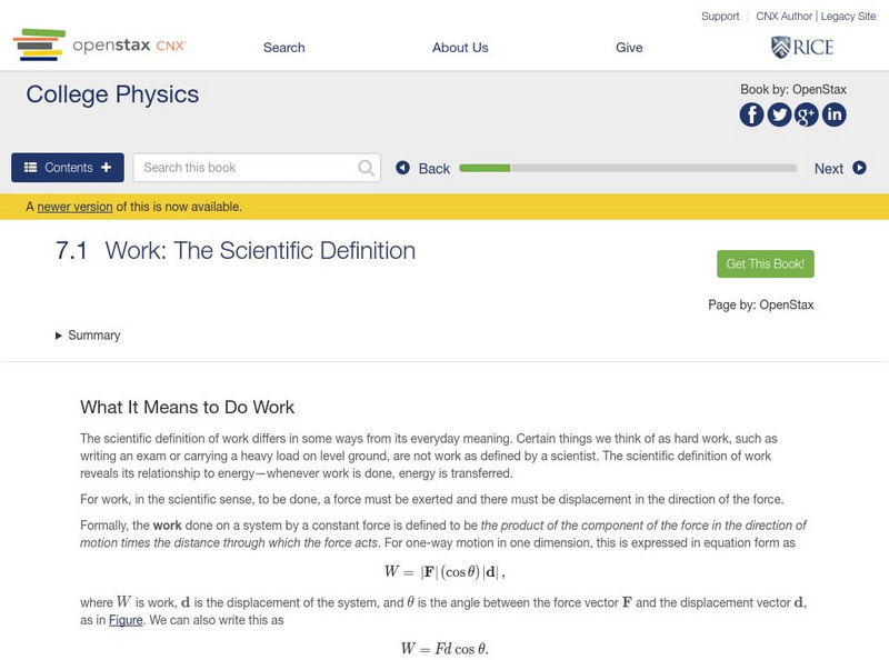 Open Stax: Work: The Scientific Definition Unit Plan Open Stax: Work: The Scientific Definition Unit Plan