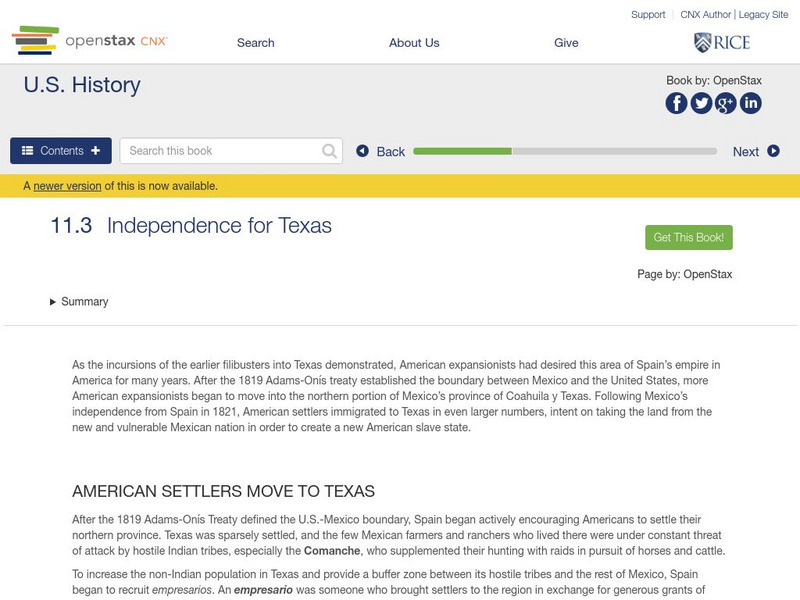 Open Stax: u.s. History: Independence for Texas eBook Open Stax: u.s. History: Independence for Texas eBook