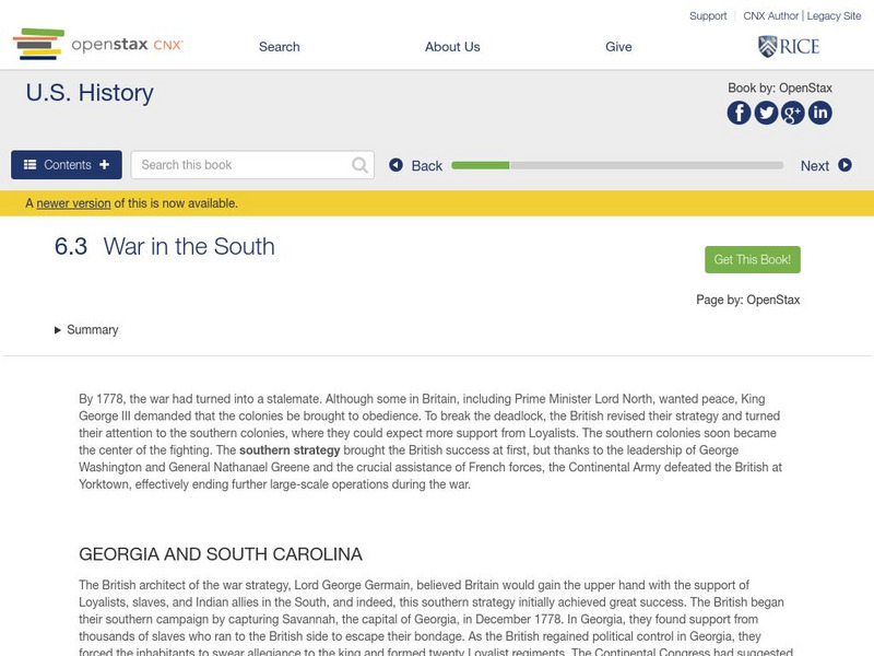 Open Stax: War in the South eBook Open Stax: War in the South eBook