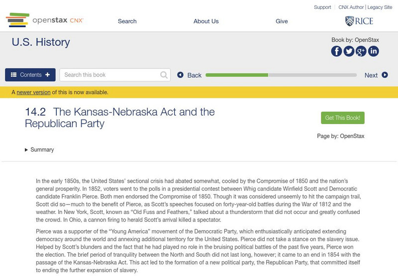 Open Stax: The Kansas Nebraska Act and the Republican Party eBook Open Stax: The Kansas Nebraska Act and the Republican Party eBook