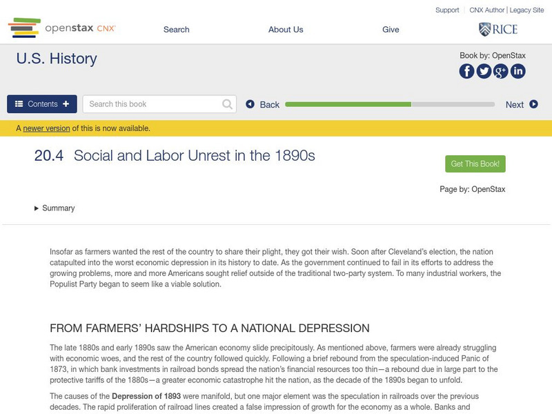 Open Stax: Politics in Gilded Age 1870 1900: Social and Labor Unrest in the 1890s eBook Open Stax: Politics in Gilded Age 1870 1900: Social and Labor Unrest in the 1890s eBook