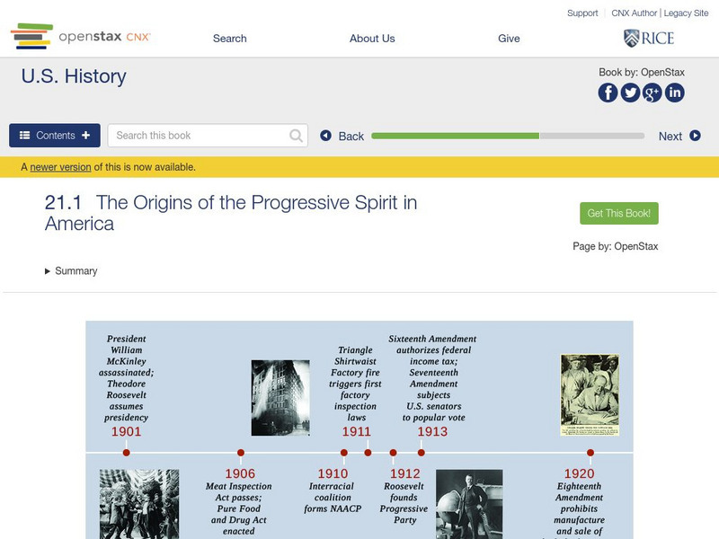 Open Stax: Progressive Movement 1890 1920: Origins of Progressive Spirit eBook
