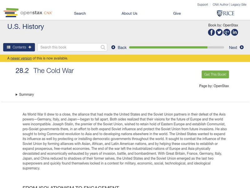 Open Stax: Post War Prosperity and Cold War Fears 1945 1960: The Cold War eBook Open Stax: Post War Prosperity and Cold War Fears 1945 1960: The Cold War eBook