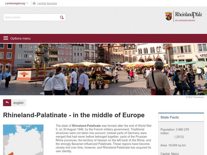 Rheinland Pfalz: Rhineland Palatinate: In the Middle of Europe Handout