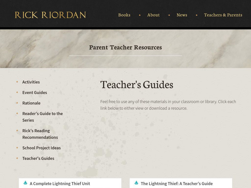 Official Site of Rick Riordan: Teacher's Guides Website Official Site of Rick Riordan: Teacher's Guides Website