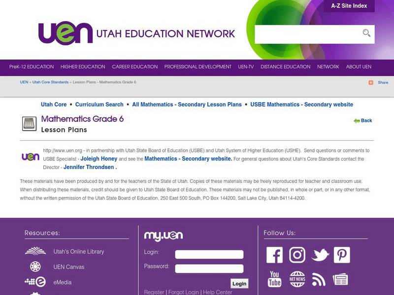 Uen: Mathematics Grade 6 Lesson Plans Lesson Plan Uen: Mathematics Grade 6 Lesson Plans Lesson Plan