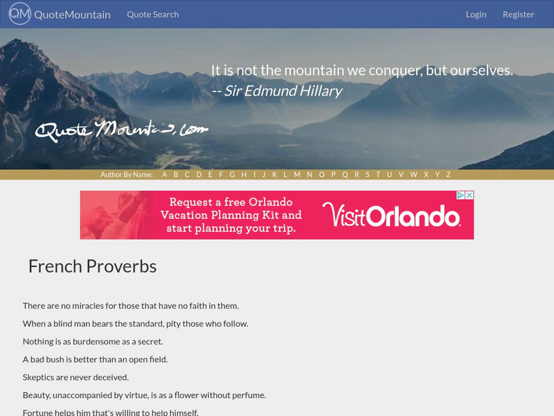 Quote Mountain: French Proverbs Handout Quote Mountain: French Proverbs Handout