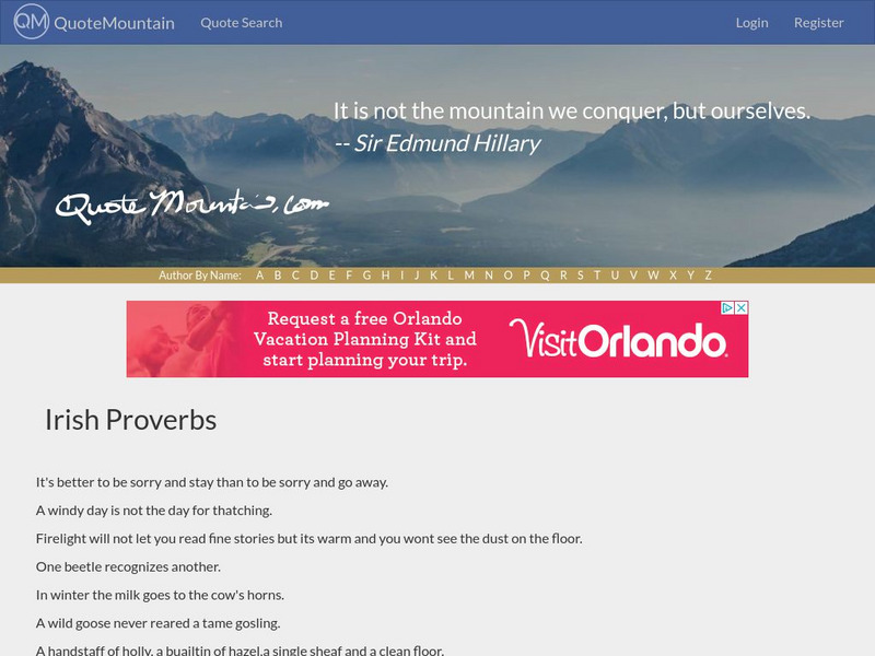 Quote Mountain: Irish Proverbs Handout Quote Mountain: Irish Proverbs Handout
