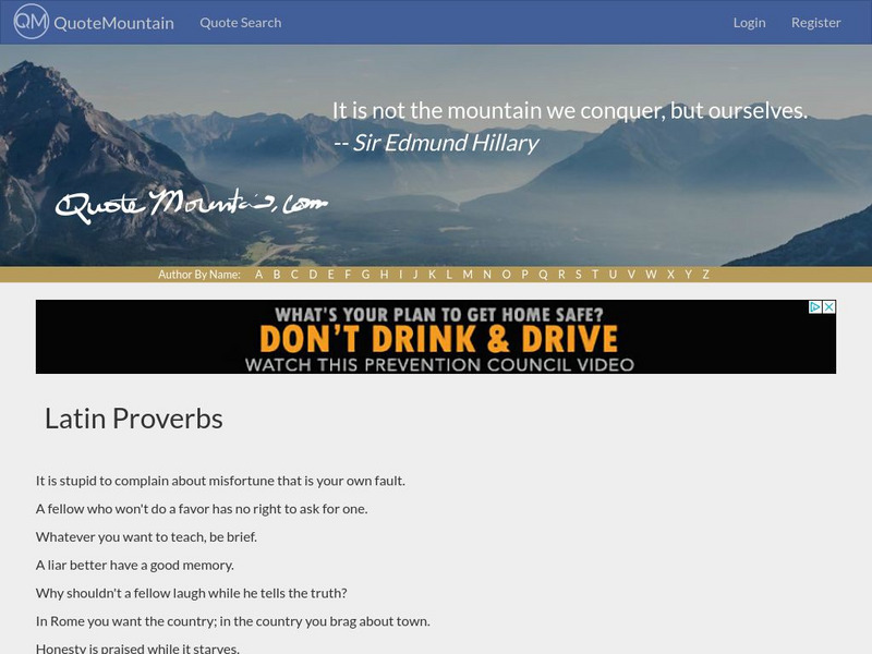 Quote Mountain: Latin Proverbs Handout Quote Mountain: Latin Proverbs Handout
