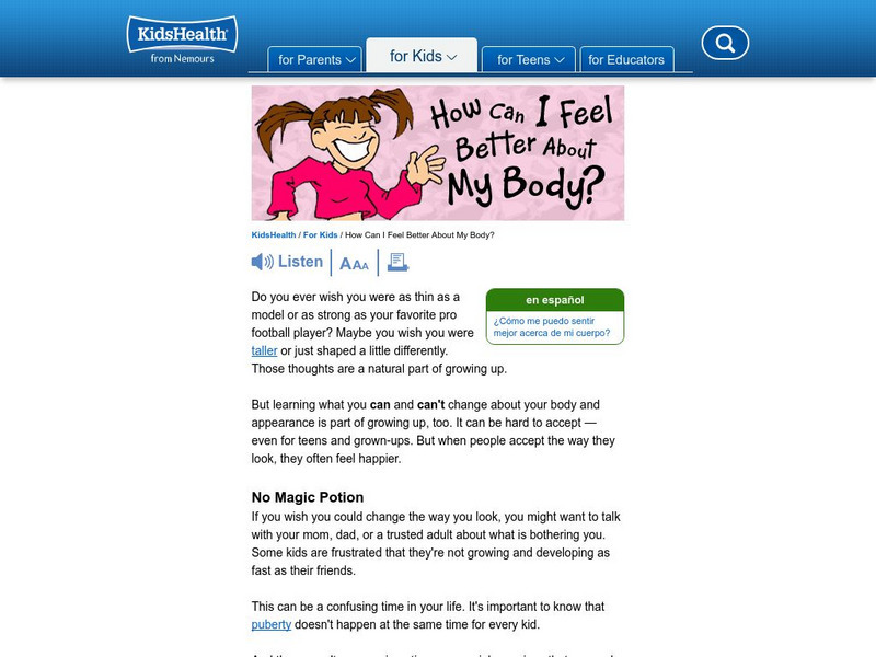Kids Health: How Can I Feel Better About My Body Article Kids Health: How Can I Feel Better About My Body Article