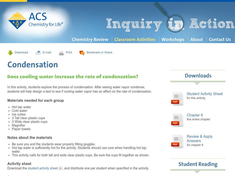 Inquiry in Action: Condensation Activity Inquiry in Action: Condensation Activity