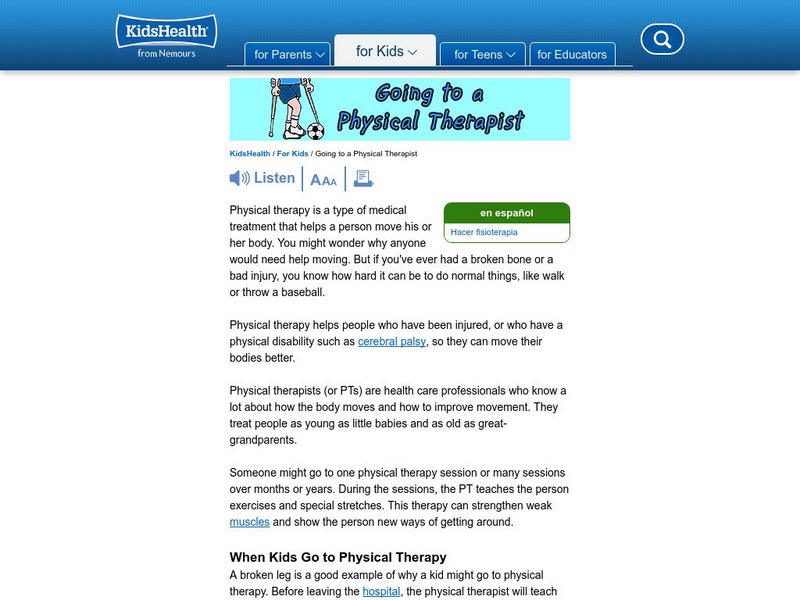 Kids Health: Going to a Physical Therapist Article Kids Health: Going to a Physical Therapist Article