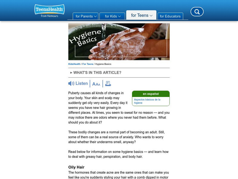 Kids Health: Hygiene Basics Article Kids Health: Hygiene Basics Article