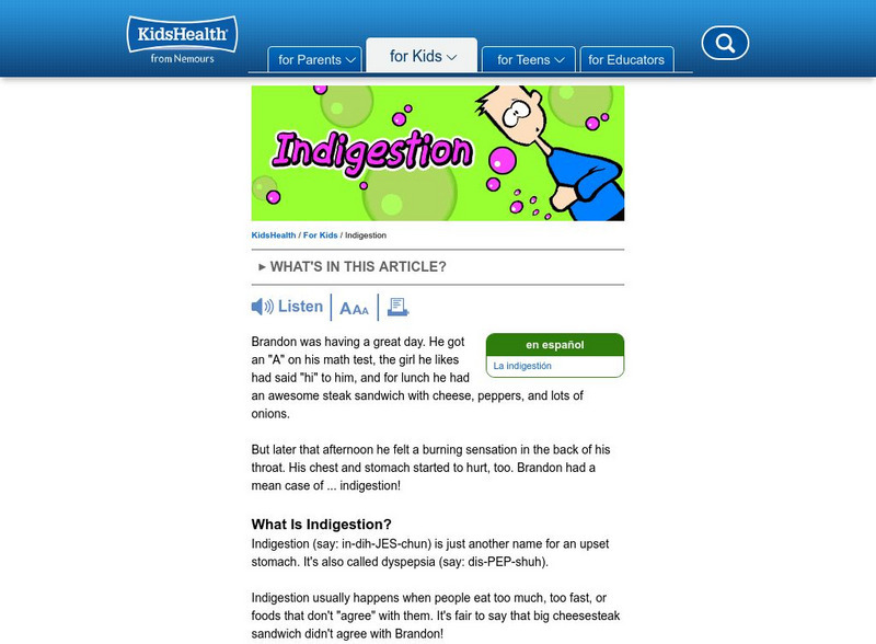 Kids Health: Indigestion Article Kids Health: Indigestion Article