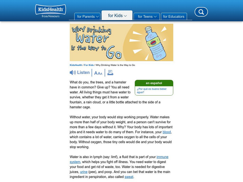 Kids Health: Why Drinking Water Is the Way to Go Article Kids Health: Why Drinking Water Is the Way to Go Article