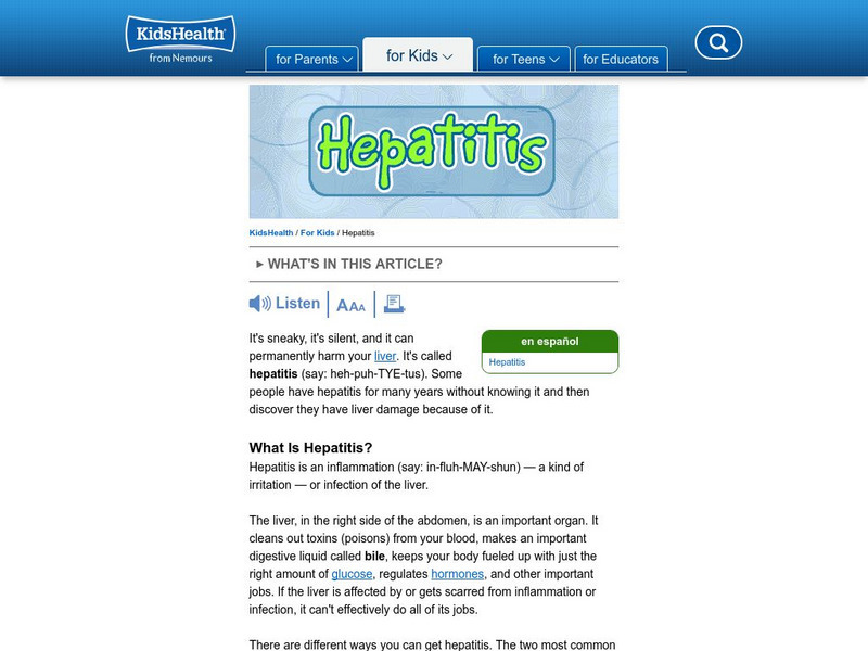 Kids Health: Hepatitis Article Kids Health: Hepatitis Article