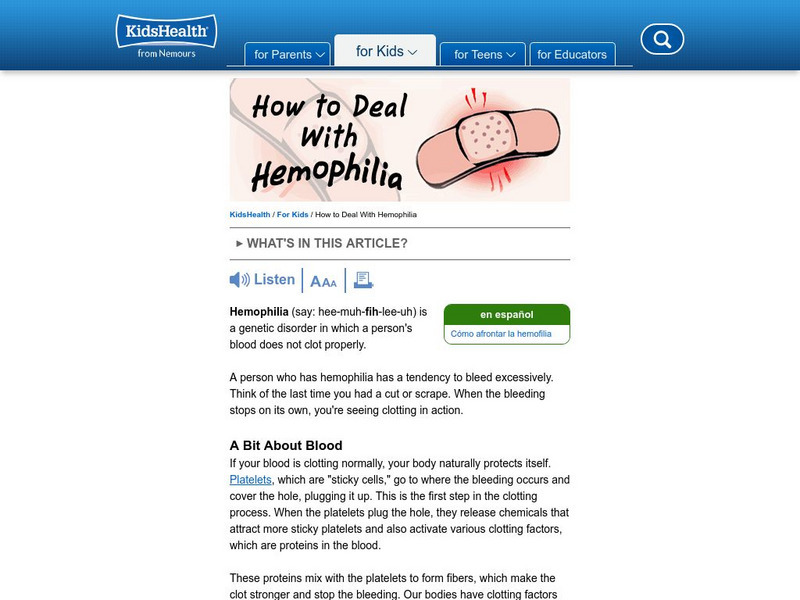 Kids Health: How to Deal With Hemophilia Article Kids Health: How to Deal With Hemophilia Article