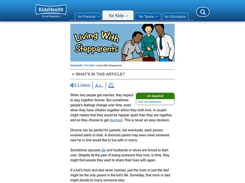 Kids Health: Living With Stepparents Article Kids Health: Living With Stepparents Article