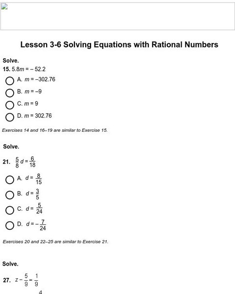 Holt, Rinehart and Winston: Homework Help Independent Practice: Solving Equations W/ Rational Numbers eBook Holt, Rinehart and Winston: Homework Help Independent Practice: Solving Equations W/ Rational Numbers eBook
