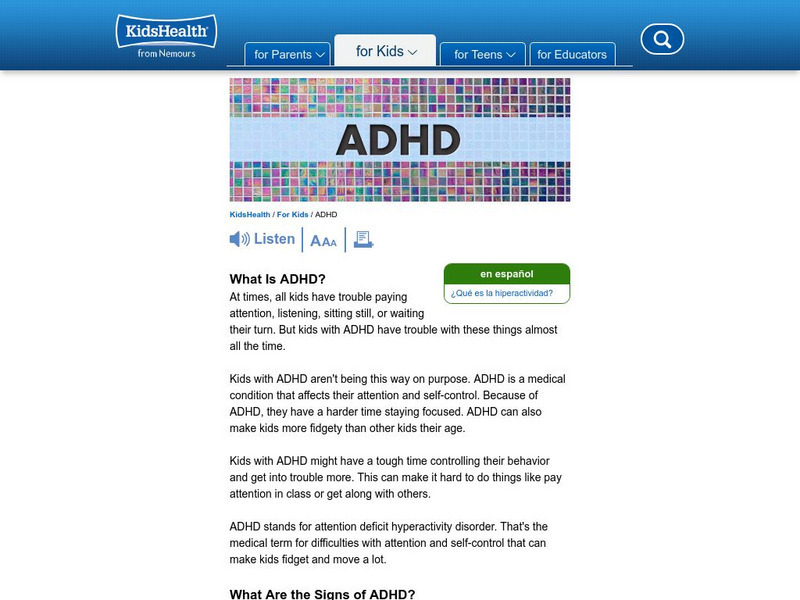 Kids Health: What Is Hyperactivity? Article Kids Health: What Is Hyperactivity? Article